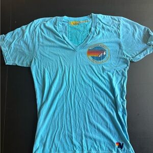 aviator nation bright blue V-Neck Graphic T-Shirt